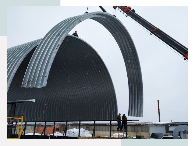 Полукруглые ангары в Лобне